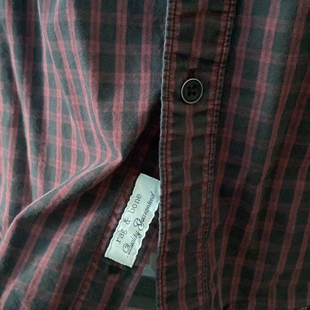 Rag & Bone Maroon Black Check Button Up - image 4